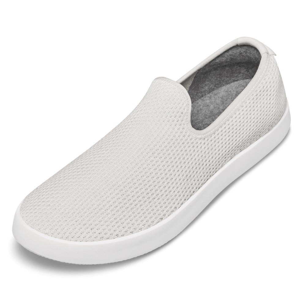 Allbirds Men\'s Slip-Ons White - Tree Loungers - 62408ISKZ